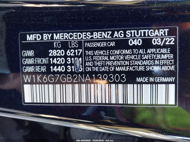 2022 MERCEDES-BENZ S 580 W1K6G7GB2NA139303 Photo 8