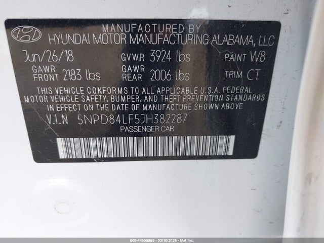Hyundai ELANTRA SEL 2018 5NPD84LF5JH382287 Image 9