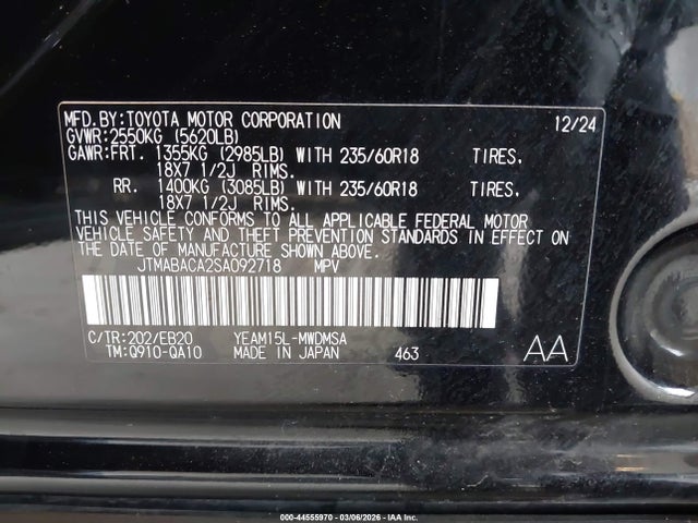 Toyota BZ4X XLE 2025 JTMABACA2SA092718 Image 9