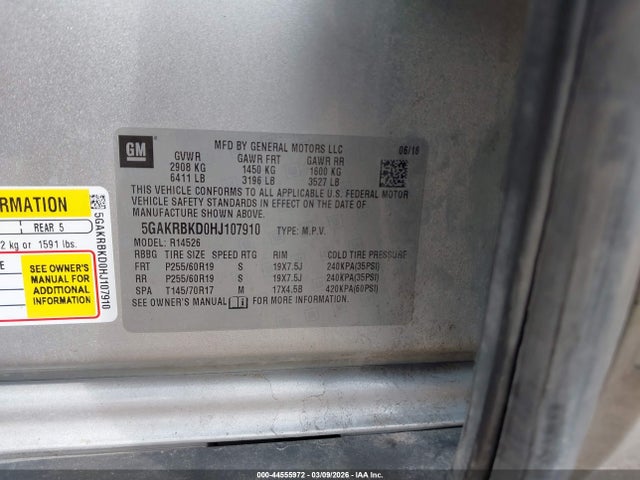 2017 BUICK ENCLAVE 5GAKRBKD0HJ107910 Photo 8