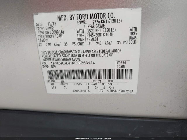 Ford Explorer 2016 1FM5K8BHXGGB63124 Image 9