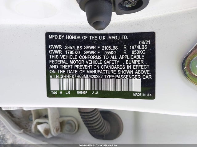 SHHFK7H63MU420282 Honda CIVIC EX