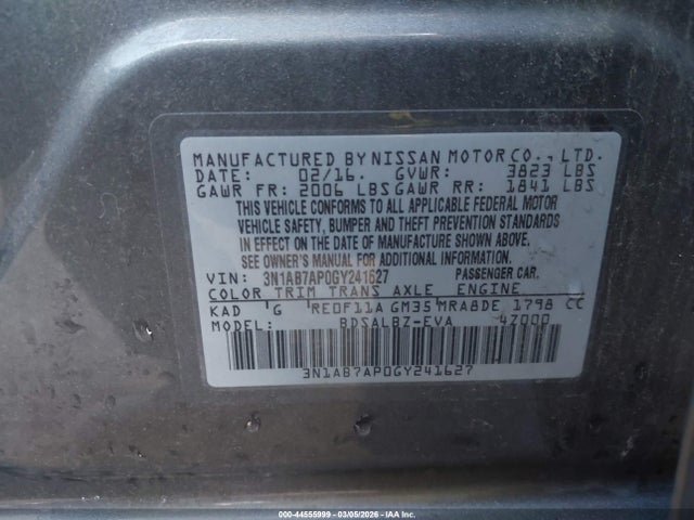 3N1AB7AP0GY241627 Nissan SENTRA S
