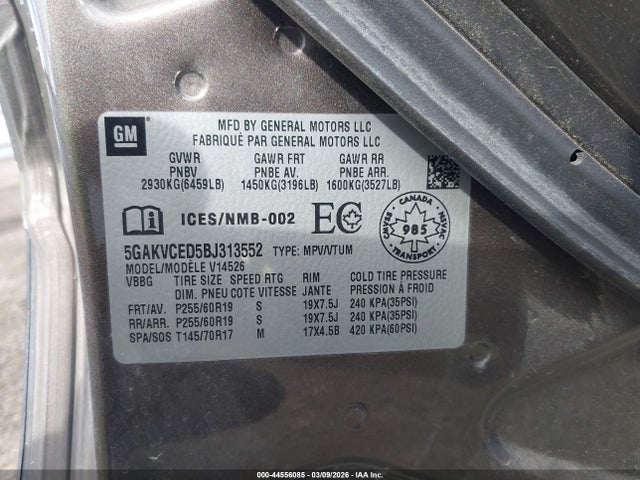 Aukcja sprzedaży 2011 Buick Enclave 2xl, vin: 5GAKVCED5BJ313552, numer aukcji: 44556085