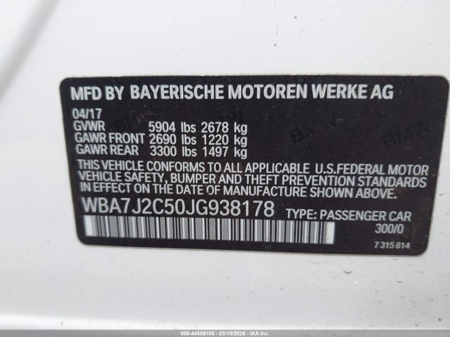 Aukcja sprzedaży 2018 Bmw 740e Xdrive Iperformance, vin: WBA7J2C50JG938178, numer aukcji: 44556105