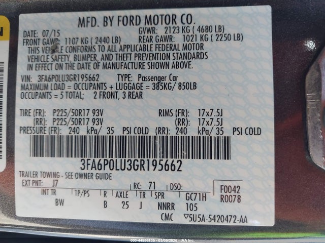 Ford Fusion Hybrid Se 2016 3FA6P0LU3GR195662 Image 9