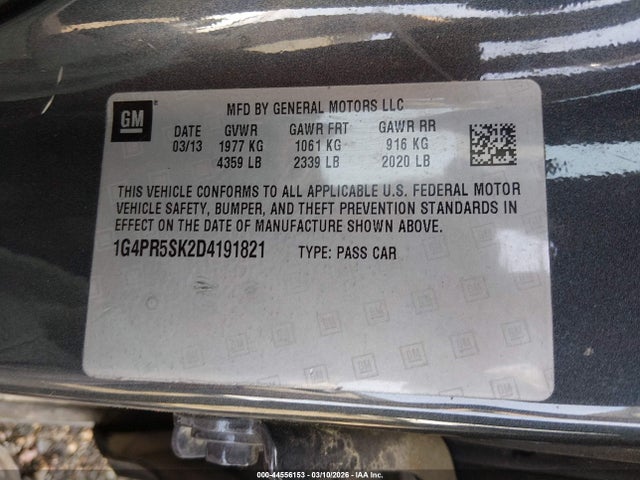 2013 Buick Verano Convenience Group მანქანა იყიდება აუქციონზე, vin: 1G4PR5SK2D4191821, აუქციონის ნომერი: 44556153