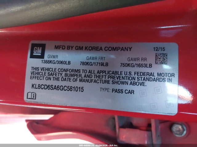 KL8CD6SA6GC581015 Chevrolet Spark 1lt Cvt
