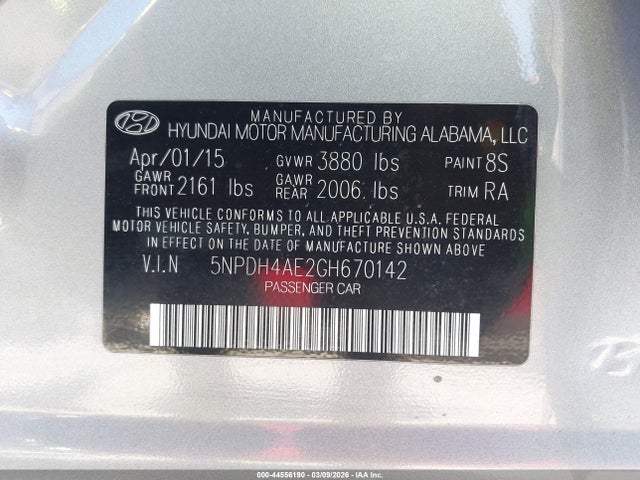 Hyundai ELANTRA SE 2016 5NPDH4AE2GH670142 Image 9