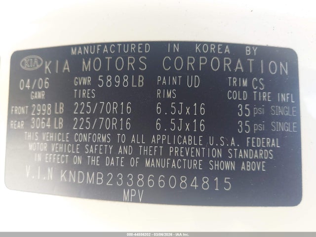 2006 KIA SEDONA KNDMB233866084815 Photo 8