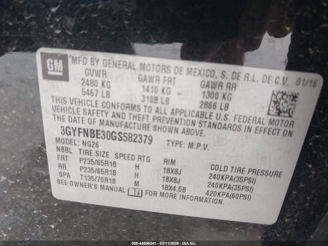 2016 CADILLAC SRX 3GYFNBE30GS582379 Photo 8