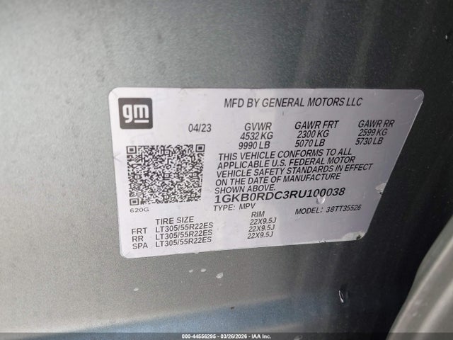44556295 :رقم المزاد ، 1GKB0RDC3RU100038 vin ، 2024 Gmc Hummer Ev Suv 3x مزاد بيع