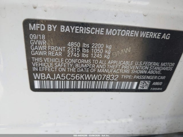 2019 BMW 530I WBAJA5C56KWW07832 Photo 8