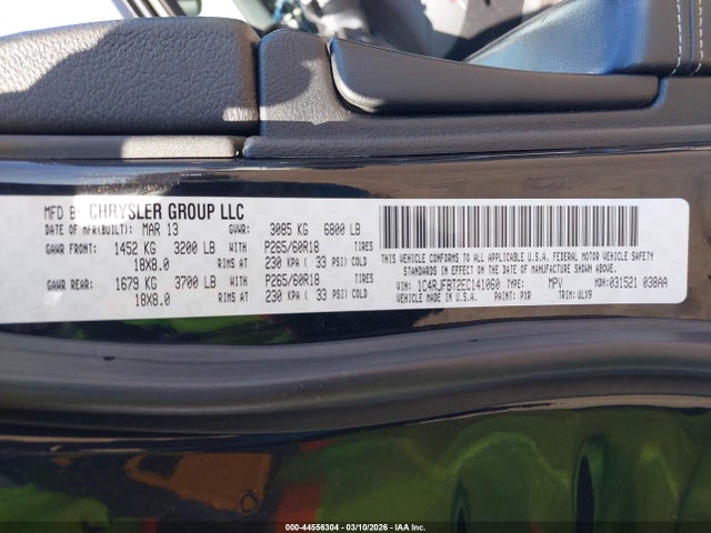 44556304 :رقم المزاد ، 1C4RJFBT2EC141060 vin ، 2014 Jeep Grand Cherokee Limited مزاد بيع