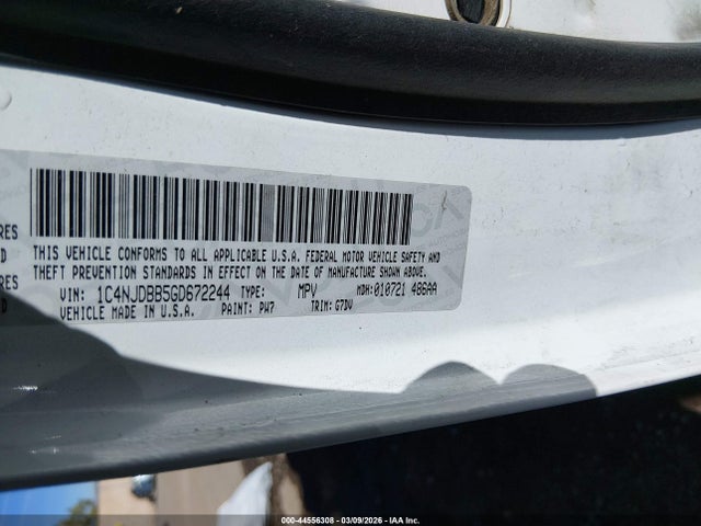 Jeep Compass Sport Se 2016 1C4NJDBB5GD672244 Image 9