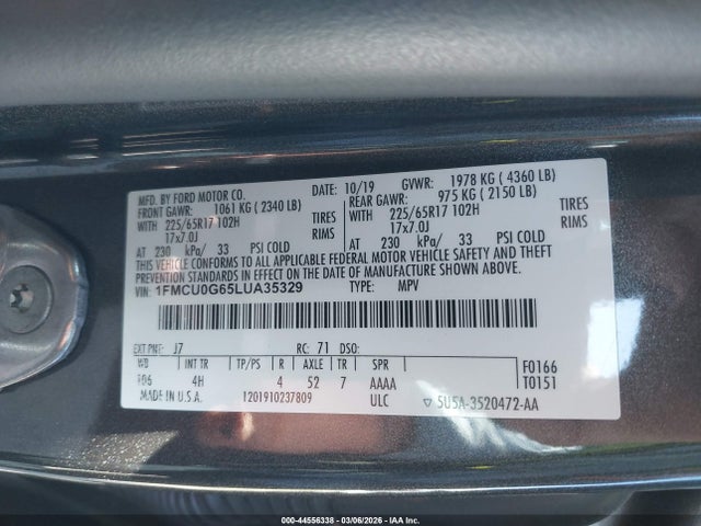 Ford ESCAPE SE 2020 1FMCU0G65LUA35329 Image 9