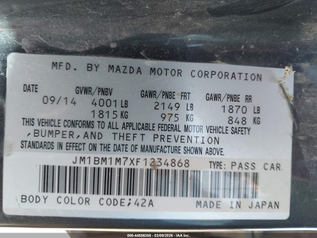 JM1BM1M7XF1234868 Mazda Mazda3 I Grand Touring