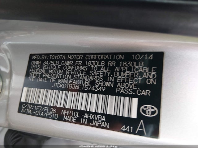JTDKDTB36E1574349 Toyota Prius C One
