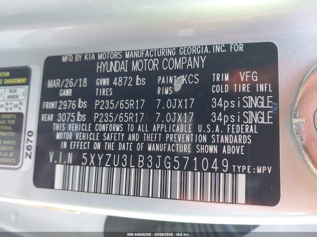 5XYZU3LB3JG571049 Hyundai Santa Fe Sport 2.4l