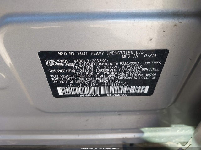 JF2SJAHC6FH487341 Subaru Forester 2.5i Limited