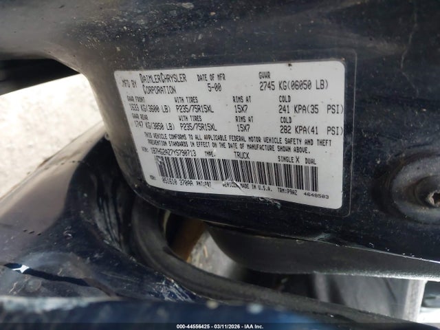 Auction sale of the 2000 Dodge Dakota Slt/sport, vin: 1B7HG2AZ7YS790713, lot number: 44556425