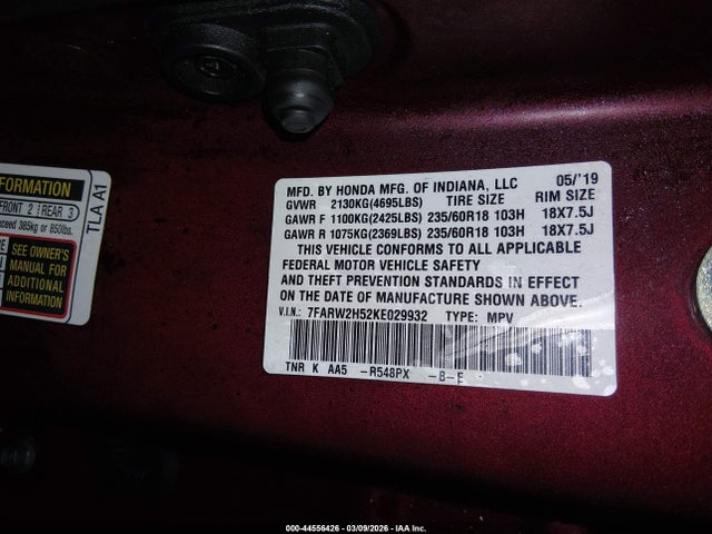Honda CR-V EX 2019 7FARW2H52KE029932 Image 9