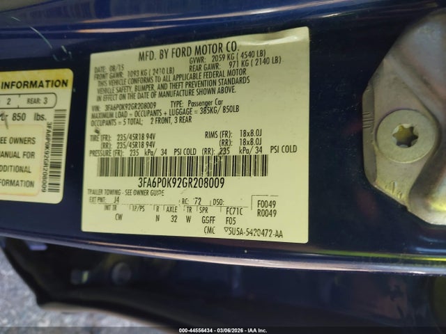 3FA6P0K92GR208009 Ford Fusion Titanium
