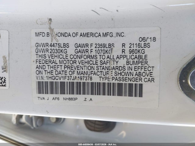 1HGCV1F37JA197378 Honda Accord Sport