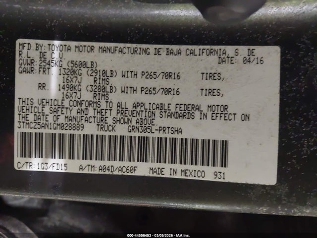 3TMCZ5AN1GM028889 Toyota Tacoma Trd Off Road