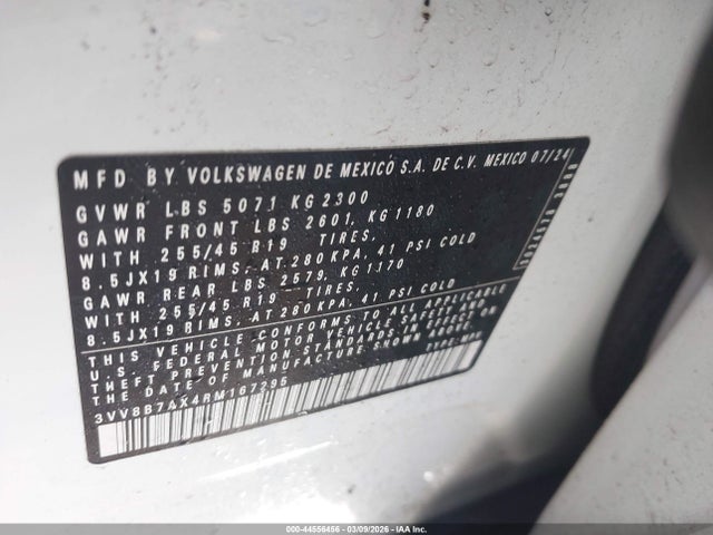 44556456 :رقم المزاد ، 3VV8B7AX4RM167295 vin ، 2024 Volkswagen Tiguan 2.0t Se R-line Black مزاد بيع