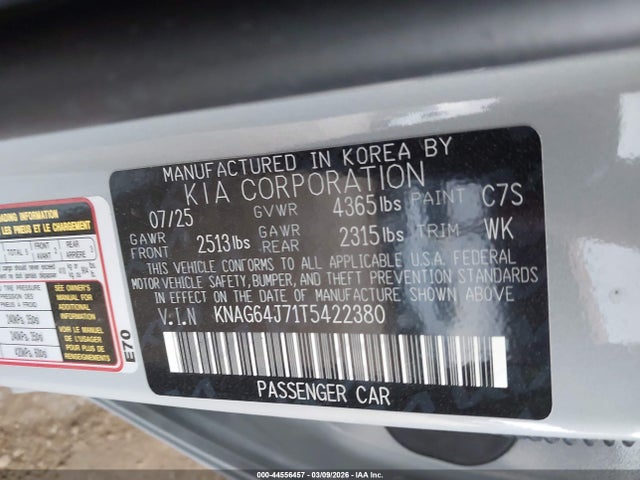 KNAG64J71T5422380 KIA K5 Gt-line Fwd