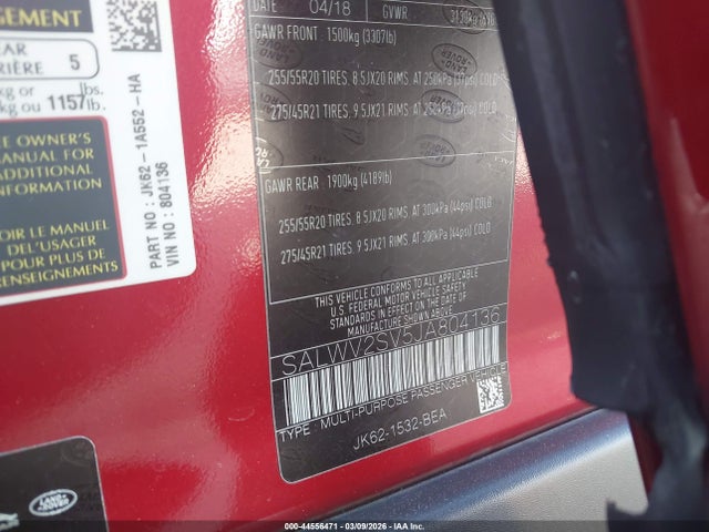 SALWV2SV5JA804136 Land Rover Range Rover Sport Hse Dynamic