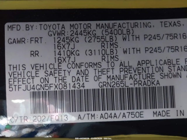 5TFJU4GN5FX081434 Toyota Tacoma Prerunner V6