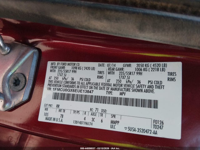 Ford ESCAPE SE 2014 1FMCU0GX6EUE13847 Image 9