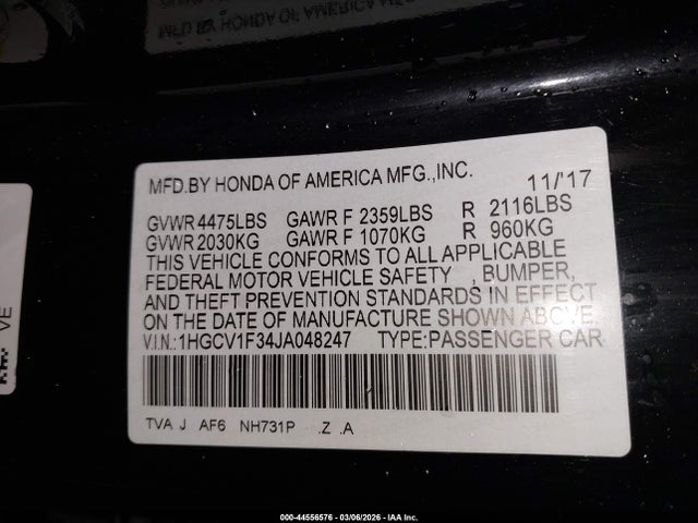 1HGCV1F34JA048247 Honda Accord Sport