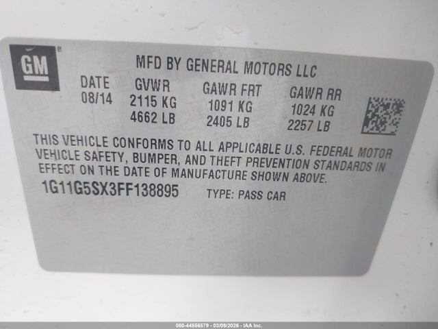 1G11G5SX3FF138895 Chevrolet Malibu 2lz