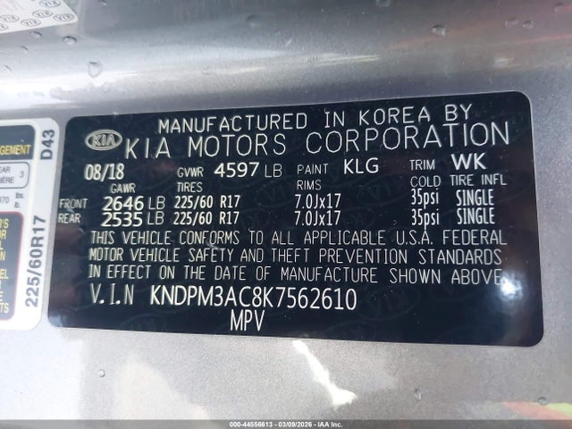 KNDPM3AC8K7562610 KIA Sportage Lx