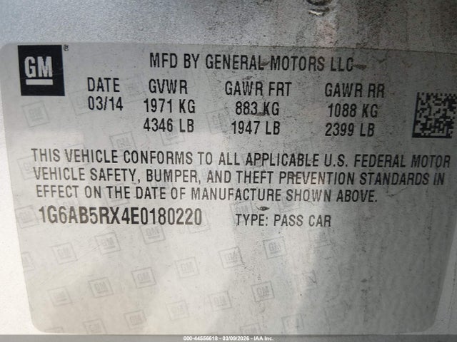 Aukcja sprzedaży 2014 Cadillac Ats Luxury, vin: 1G6AB5RX4E0180220, numer aukcji: 44556618
