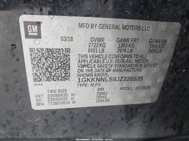 Продаж на аукціоні авто 2018 Gmc Acadia Slt-2, vin: 1GKKNNLS8JZ226535, номер лоту: 44556621