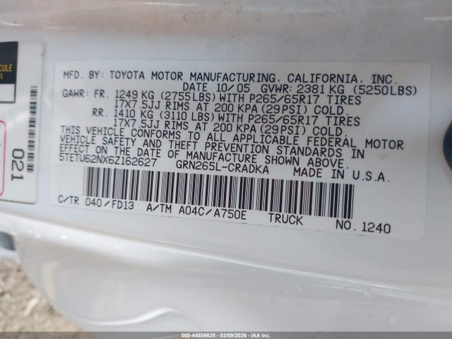 2006 TOYOTA TACOMA 5TETU62NX6Z162627 Photo 8