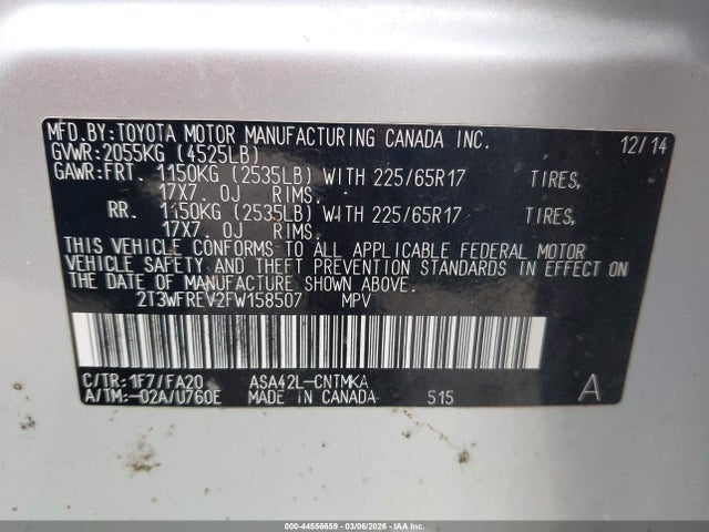 Toyota Rav4 Xle 2015 2T3WFREV2FW158507 Image 9