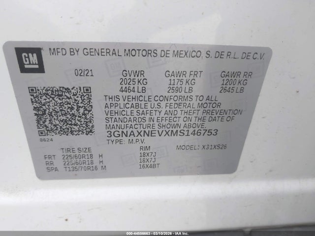 2021 CHEVROLET EQUINOX 3GNAXNEVXMS146753 Photo 8