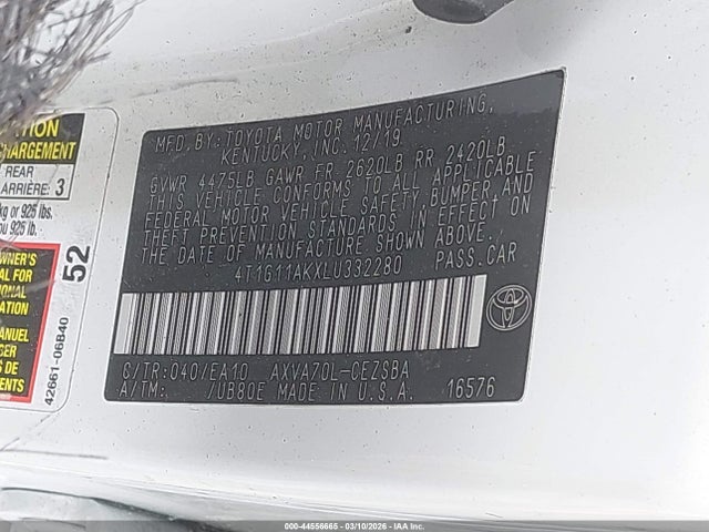 4T1G11AKXLU332280 Toyota CAMRY SE