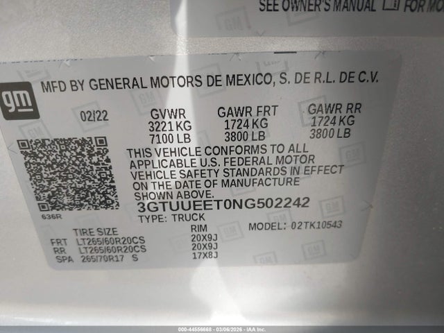 2022 GMC SIERRA 1500 3GTUUEET0NG502242 Photo 8