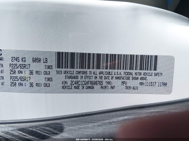 Aukcja sprzedaży 2015 Chrysler Town & Country Touring-l, vin: 2C4RC1CGXFR608765, numer aukcji: 44556673