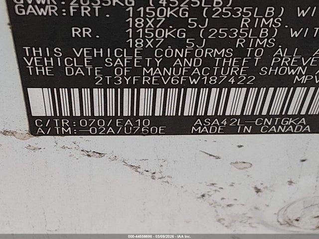 2T3YFREV6FW187422 Toyota Rav4 Limited