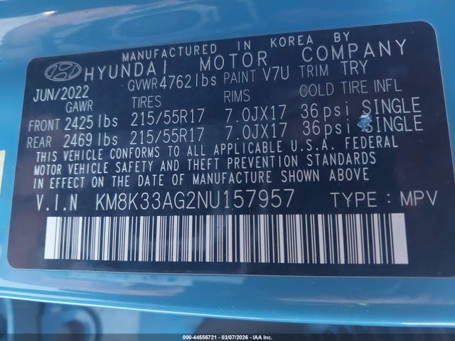 2022 HYUNDAI KONA ELECTRIC KM8K33AG2NU157957 Photo 8