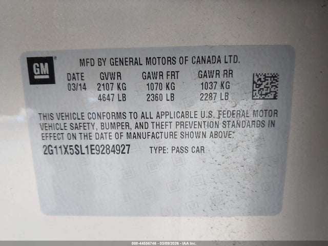 Chevrolet Impala 1fl 2014 2G11X5SL1E9284927 Image 9