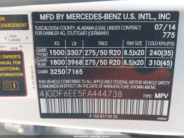 4JGDF6EE5FA444738 Mercedes-Benz Gl 450 4matic