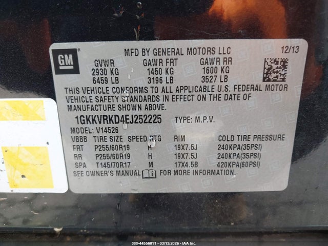 Aukcja sprzedaży 2014 Gmc Acadia Slt-1, vin: 1GKKVRKD4EJ252225, numer aukcji: 44556811